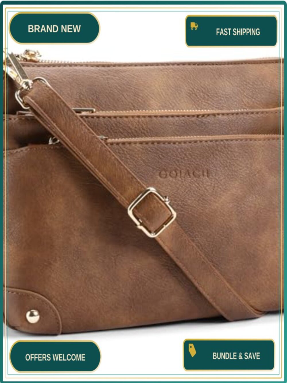Vegan Leather Crossbody Bag Medium Shoulder Satchel Adjustable Strap